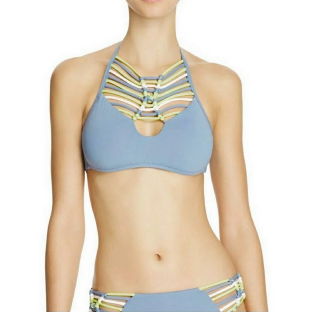 BECCA by Rebecca Virtue neon halter bikini